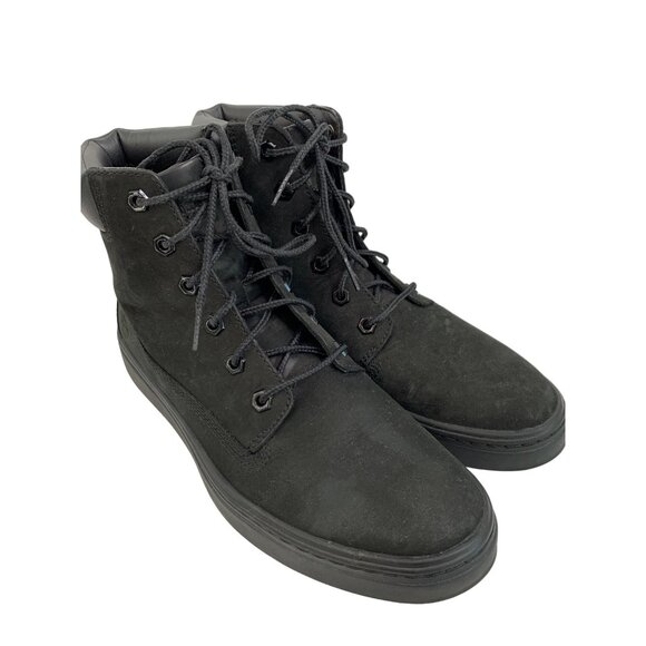 Womens 8.5 Timerland Black Suede Leather Combat Boots Ankle EUC Lace Up 7092 - Picture 3 of 12